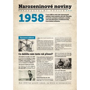 Narozeninové noviny 1958 s vlastním textem  a fotografií, S textem