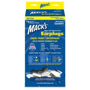 Macks Pillow Soft silikonové tvarovatelné ucpávky špunty do uší bílé 6 párů Množství v balení: 200 párů