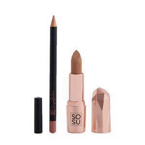 SOSU Cosmetics Sada na rty se rtěnkou a konturovací tužkou Let Them Talk Nudist (Lip Kit)