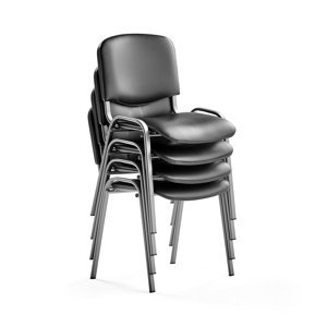 Konferenční židle NELSON, bal. 4 ks, černá koženka, šedá