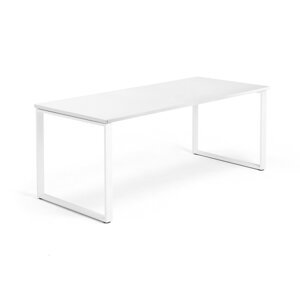 Psací stůl QBUS, O-podnož, 1800x800 mm, bílý rám, bílá