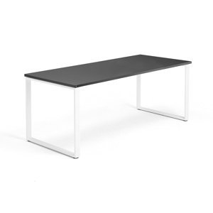 Psací stůl QBUS, O-podnož, 1800x800 mm, bílý rám, černá