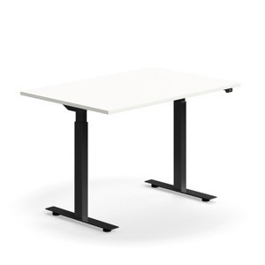 Výškově nastavitelný stůl, 1200x800 mm, černý rám, bílá