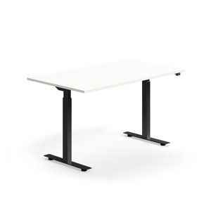 Výškově nastavitelný stůl QBUS, 1400x800 mm, černá, bílá