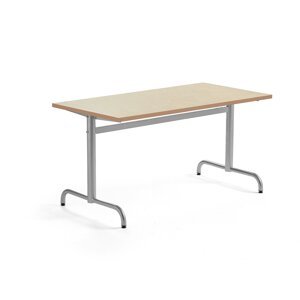 Stůl PLURAL, 1400x700x720 mm, linoleum, béžová, stříbrná