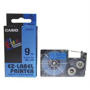 Tonery Náplně Páska Casio XR-9BU1 (Černý tisk/modrý podklad) (9mm)