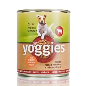 800g Yoggies hovězí konzerva s karotkou a lněným olejem