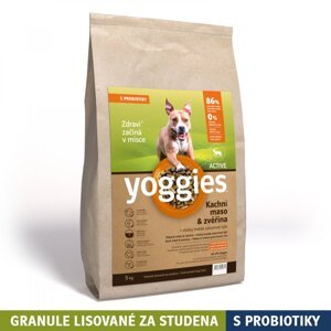 5kg Yoggies Active Kachní maso&zvěřina, granule lisované za studena s probiotiky