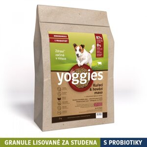 2kg Yoggies Kuřecí&hovězí maso, minigranule lisované za studena s probiotiky