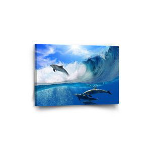 Obraz Delfíni ve vlnách - 60x40 cm