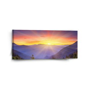 Obraz Západ slunce nad lesem - 110x50 cm
