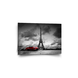 Obraz Eiffelova věž a červené auto - 60x40 cm