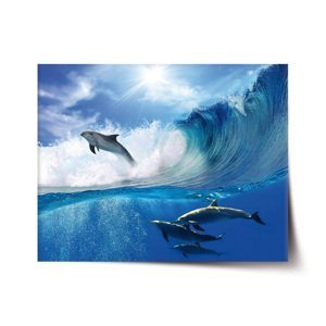 Plakát Delfíni ve vlnách - 90x60 cm