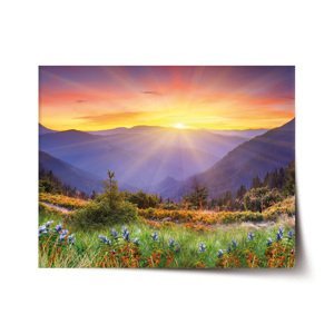 Plakát Západ slunce nad lesem - 60x40 cm