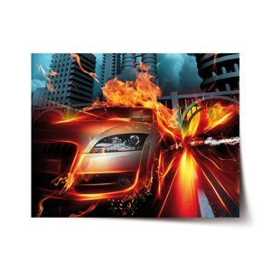 Plakát Auto v plamenech - 120x80 cm