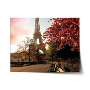 Plakát Eiffelova věž a červený strom - 60x40 cm