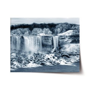 Plakát Černobílý vodopád - 120x80 cm