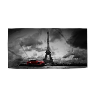 Ručník Eiffelova věž a červené auto - 70x140 cm
