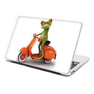 Samolepka na notebook Žába na motorce - 29x20 cm