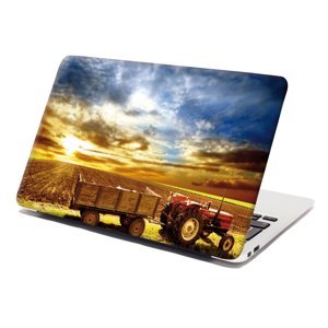 Samolepka na notebook Traktor s vlečkou - 29x20 cm