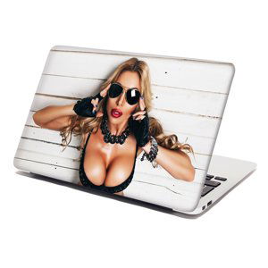 Samolepka na notebook Žena s brýlemi - 38x26 cm