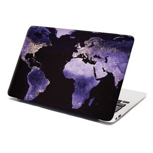 Samolepka na notebook Světelná mapa světa - 29x20 cm