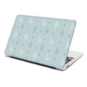 Samolepka na notebook Modré a bílé lístky - 29x20 cm