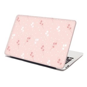 Samolepka na notebook Bílé a růžové květy - 38x26 cm