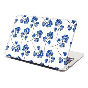 Samolepka na notebook Modré kvítí - 29x20 cm