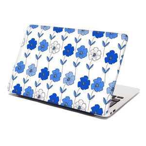 Samolepka na notebook Modré květiny - 29x20 cm