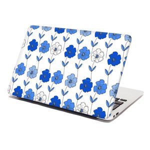 Samolepka na notebook Modré květiny - 38x26 cm