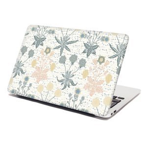 Samolepka na notebook Šedé květiny - 38x26 cm