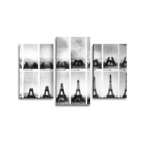 Obraz - 3-dílný Eiffelova věž stavba - 75x50 cm