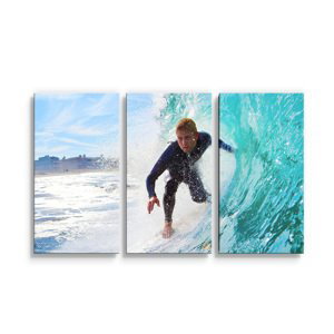 Obraz - 3-dílný Surfař na vlně - 120x80 cm