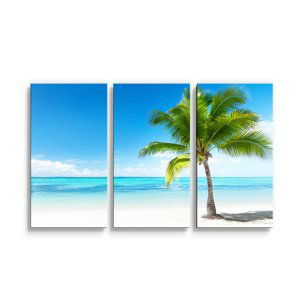 Obraz - 3-dílný Palma na pláži - 120x80 cm