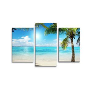 Obraz - 3-dílný Pláž s palmami - 75x50 cm