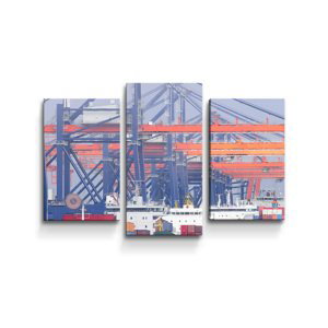 Obraz - 3-dílný Lodě v přístavu - 75x50 cm
