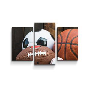 Obraz - 3-dílný Sportovní míče - 75x50 cm