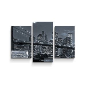 Obraz - 3-dílný Noční New York 2 - 75x50 cm