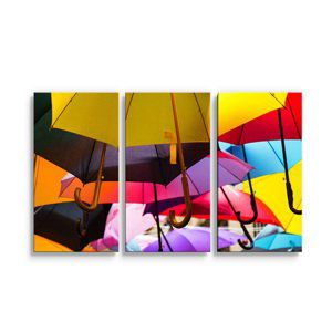 Obraz - 3-dílný Deštníky - 120x80 cm