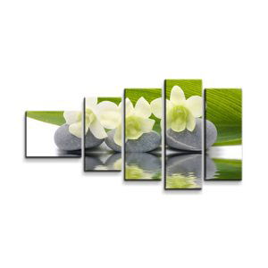 Obraz - 5-dílný Bílá orchidej - 100x60 cm