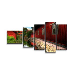 Obraz - 5-dílný Červený dům - 100x60 cm