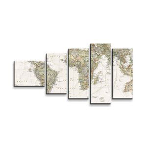 Obraz - 5-dílný Mapa světa - 100x60 cm