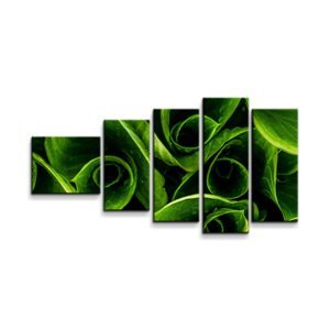 Obraz - 5-dílný Zelené listy - 100x60 cm