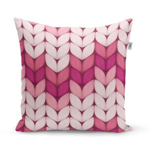 Polštář Tříbarevné růžové pletení - 40x40 cm