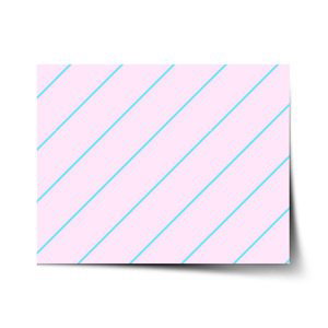 Plakát Modré pruhy na růžové - 60x40 cm