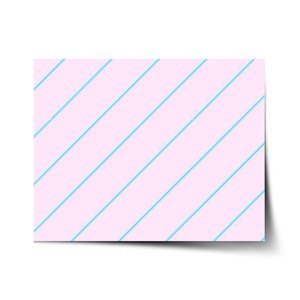 Plakát Modré pruhy na růžové - 90x60 cm