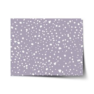 Plakát Bílé flíčky na fialové - 60x40 cm