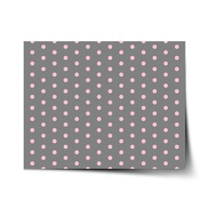 Plakát Růžové puntíky na šedé - 120x80 cm