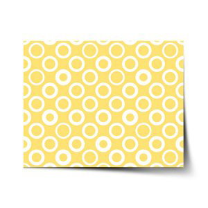 Plakát Bílé kruhy na žluté - 60x40 cm